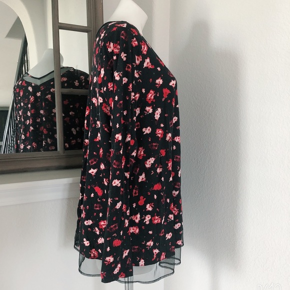 Lane Bryant Top Floral Lace Mesh Lace Trim Sweatshirt Plus Size 14/16 - Picture 4 of 7